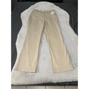 Coldwater Creek Khaki Pants Women 12 Straight Twill Katie Cotton Stretch Tan NWT